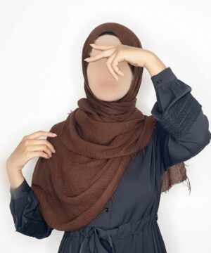 Hijab Froissé cotton marron chocolat