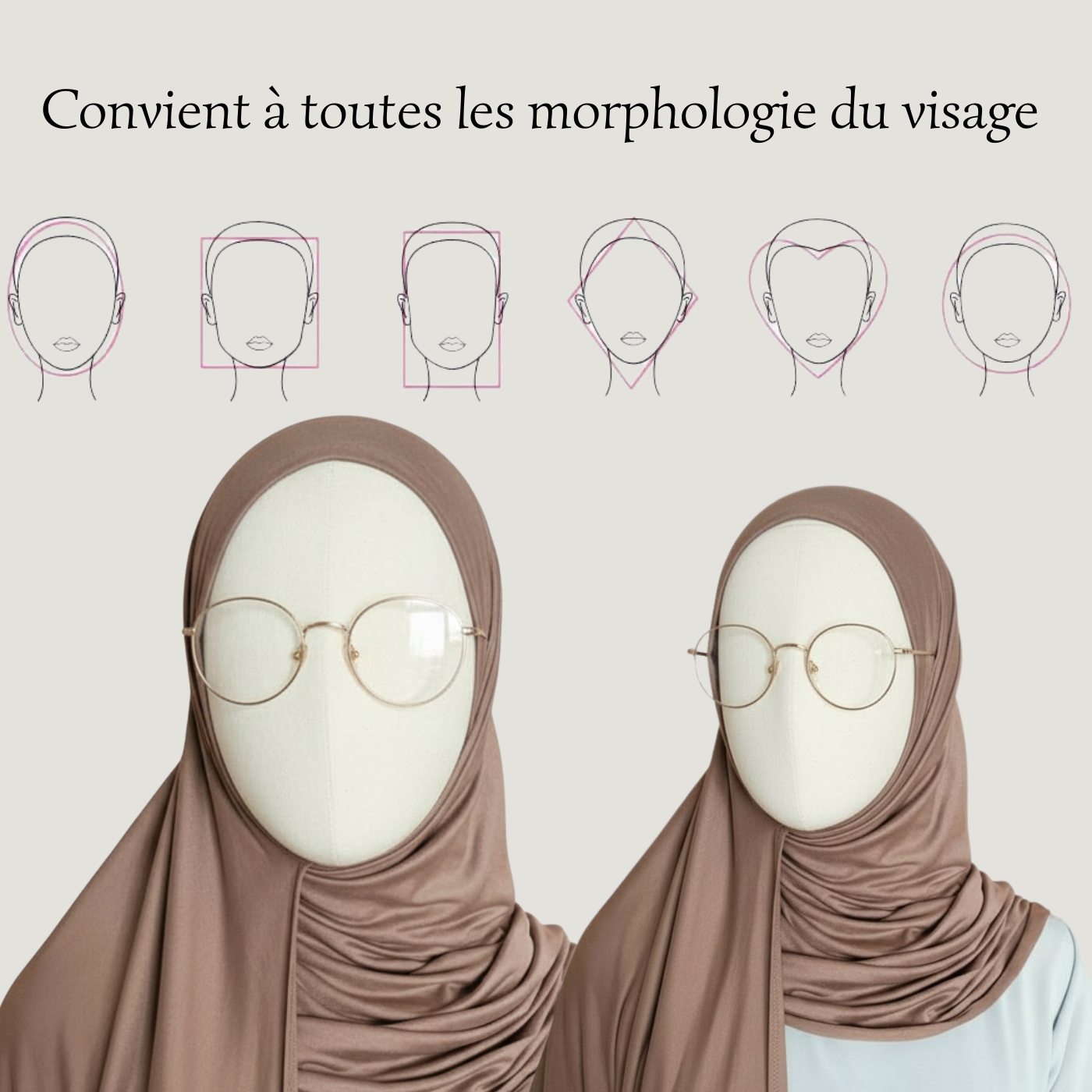 Hijab pour lunettes en Jersey convient à routes les morphologies du visage