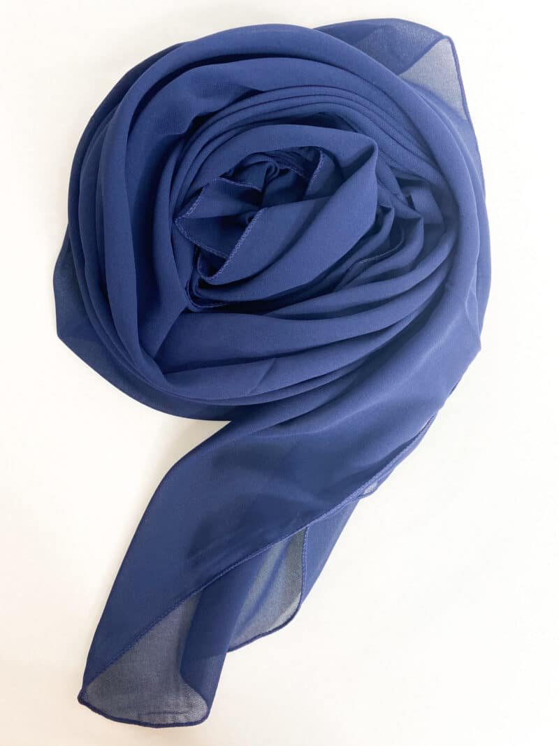 Hijab Carré Mousseline Luxe bleu marine