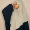 Khimar court pointu en mousseline beige taupe