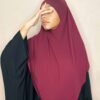 Khimar court pointu en mousseline bordeaux