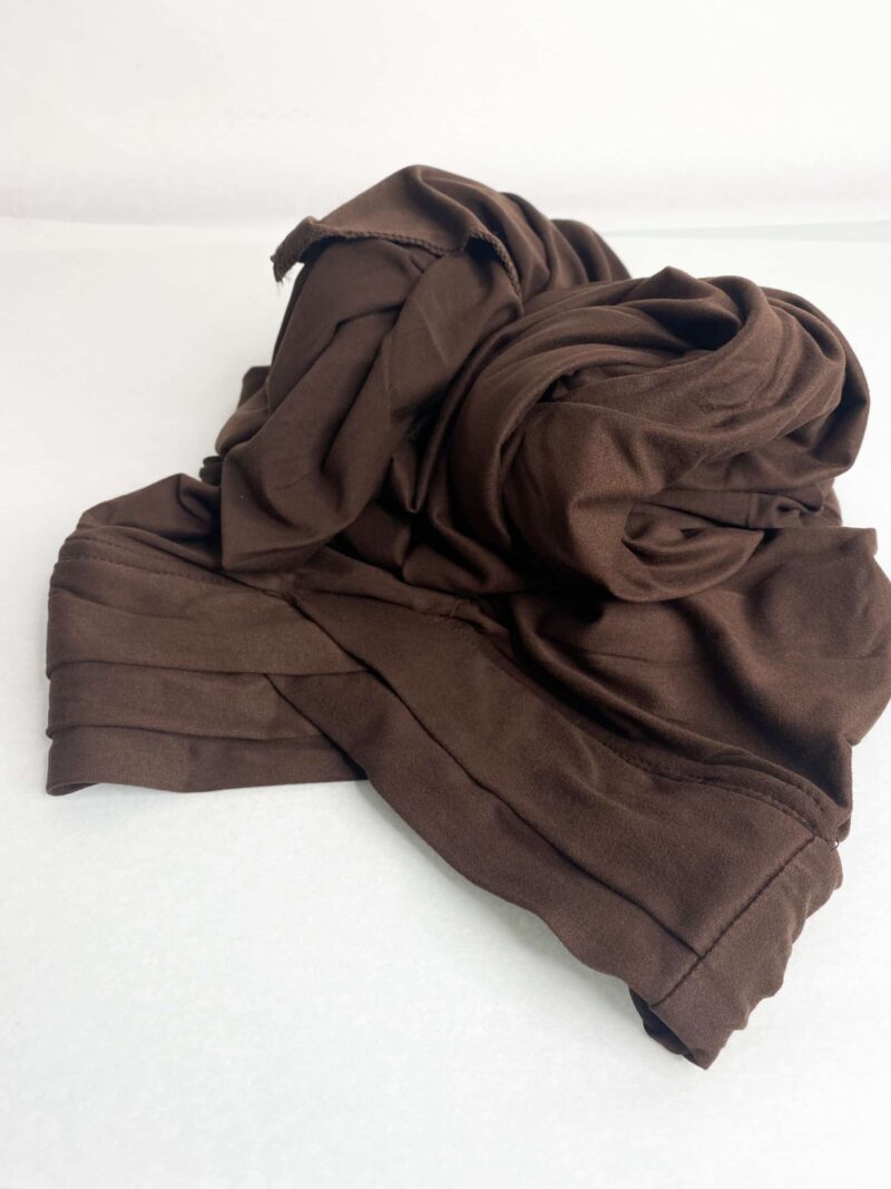 Hijab Jersey Croisé trois bandes marron
