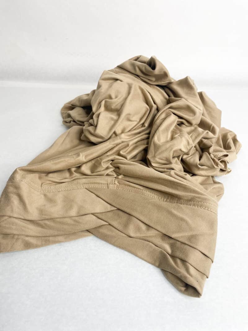 Hijab Jersey Croisé trois bandes taupe