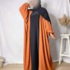 Kimono Abaya Manches Tulipes soie de medine corail orange