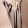 Abaya Farasha manche Papillon beige taupe