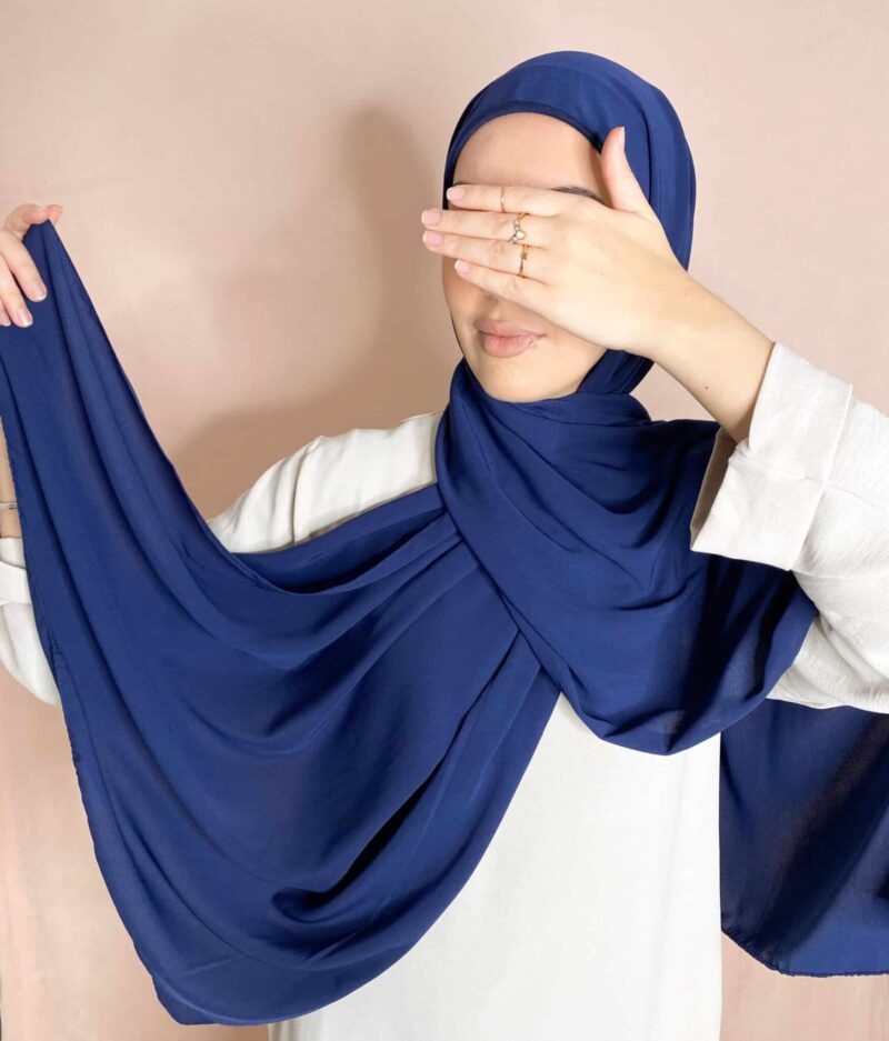 Hijab Soie de Médine à enfilerbleu marine