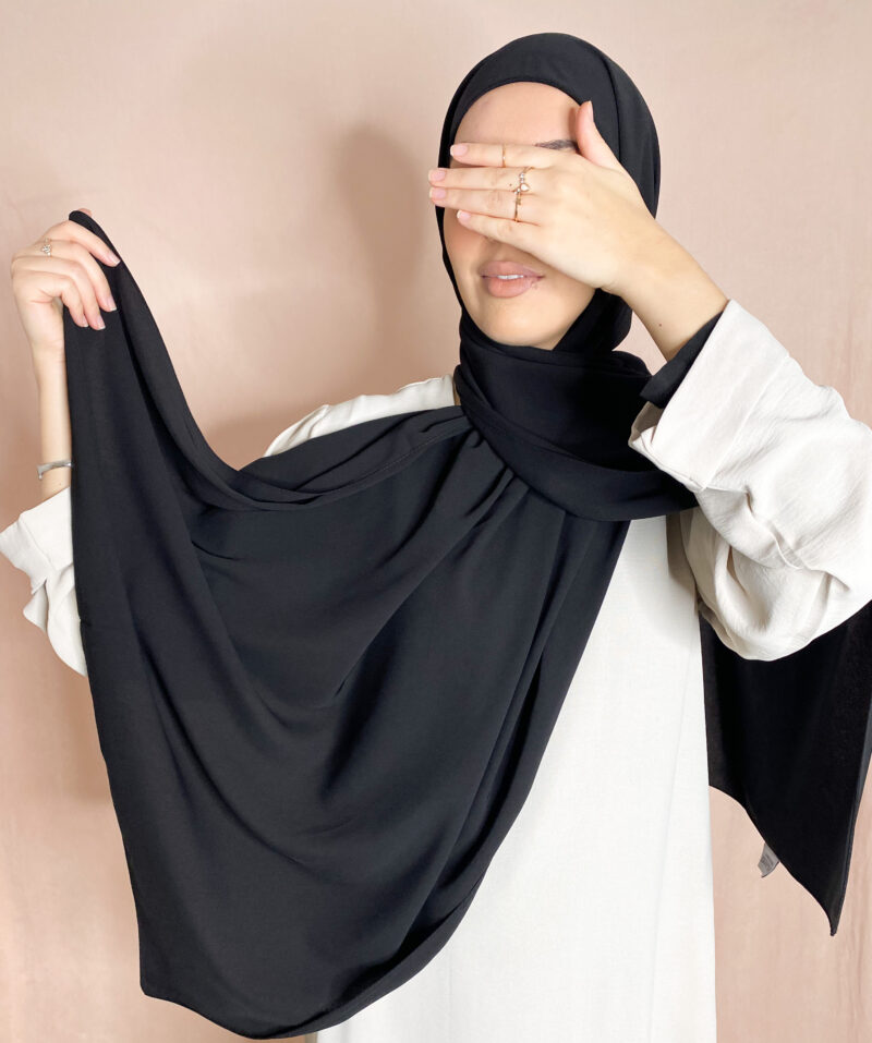 Hijab Soie de Médine à enfiler noir