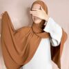 Hijab Soie de Médine à enfiler marron taupe chocolat