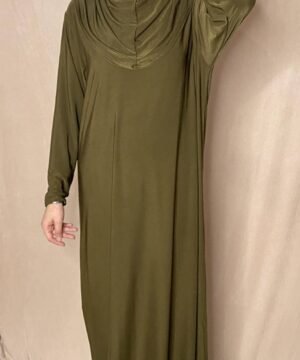 Robe de prière hijab intégré kaki