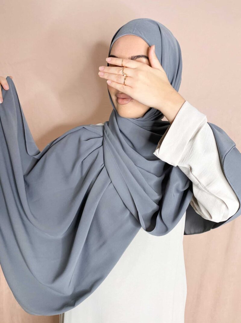 Hijab Soie de Médine à enfiler gris foncé