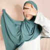 Hijab Soie de Médine à enfiler vert emeraude