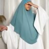 Khimar court pointu en mousseline bleu roi