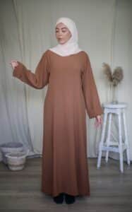 Abaya pas cher jazz simple caramel look mastour élégant à petit prix