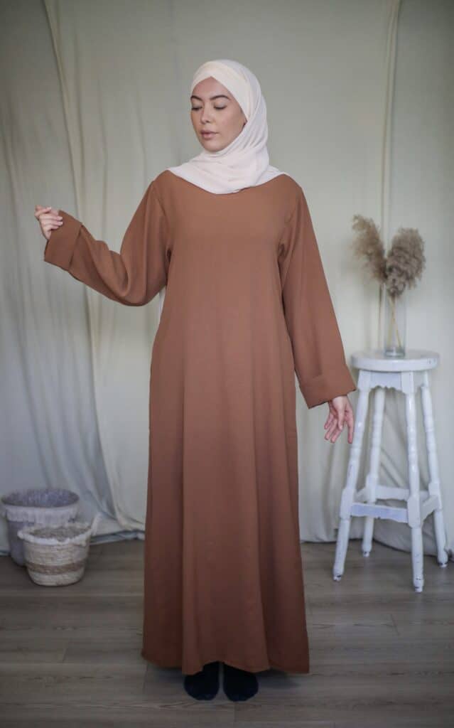 Abaya pas cher jazz simple caramel look mastour élégant à petit prix