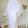 Khimar Sitar Long 2 voiles Duo Blanc