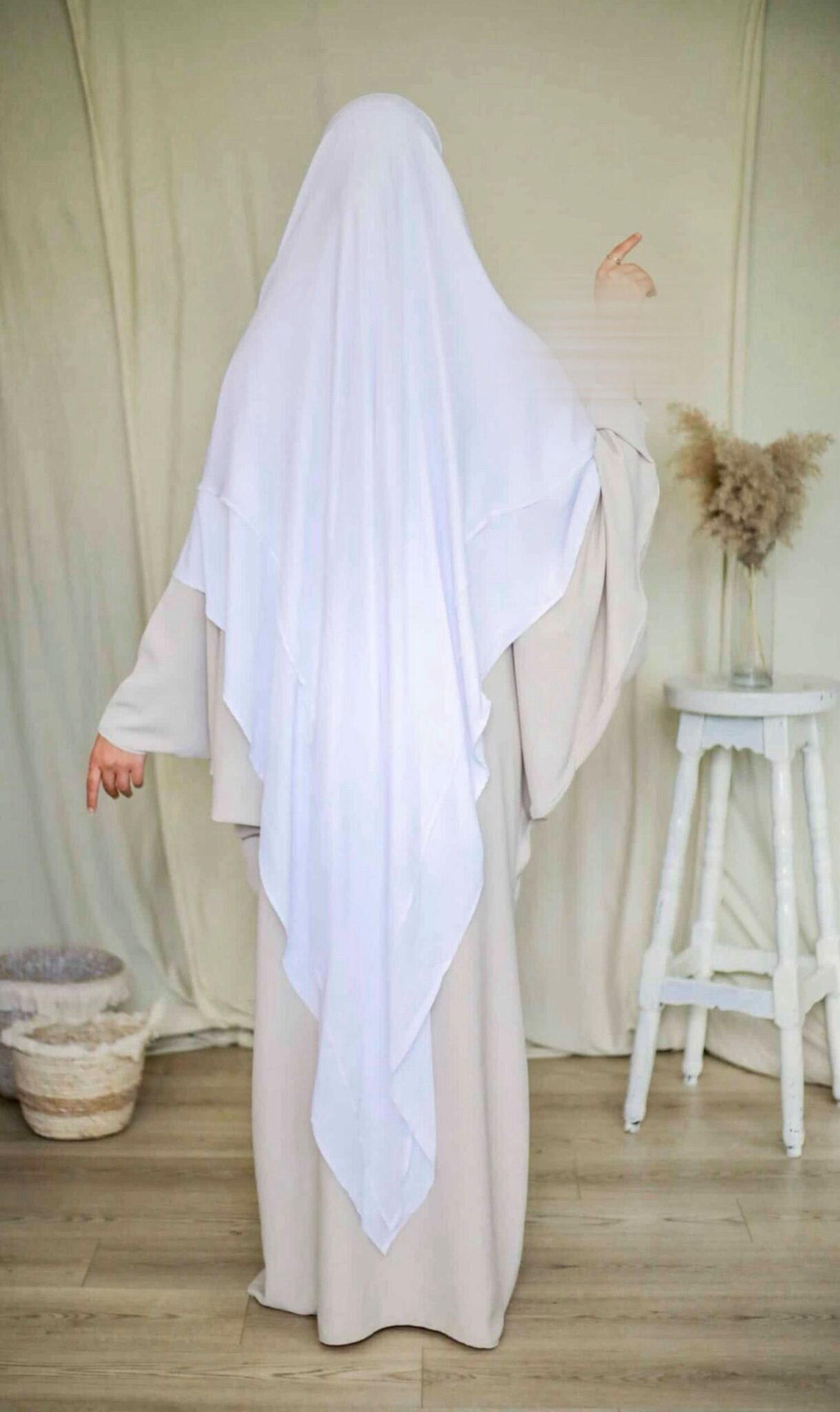Khimar Sitar Long 2 voiles Duo Blanc