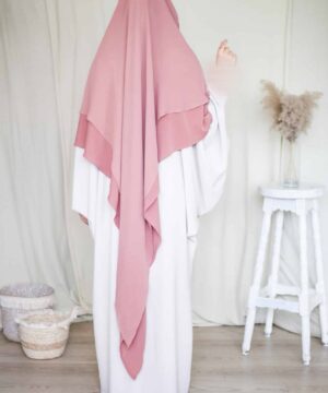 Khimar Sitar Long 2 voiles Duo Rose Blush