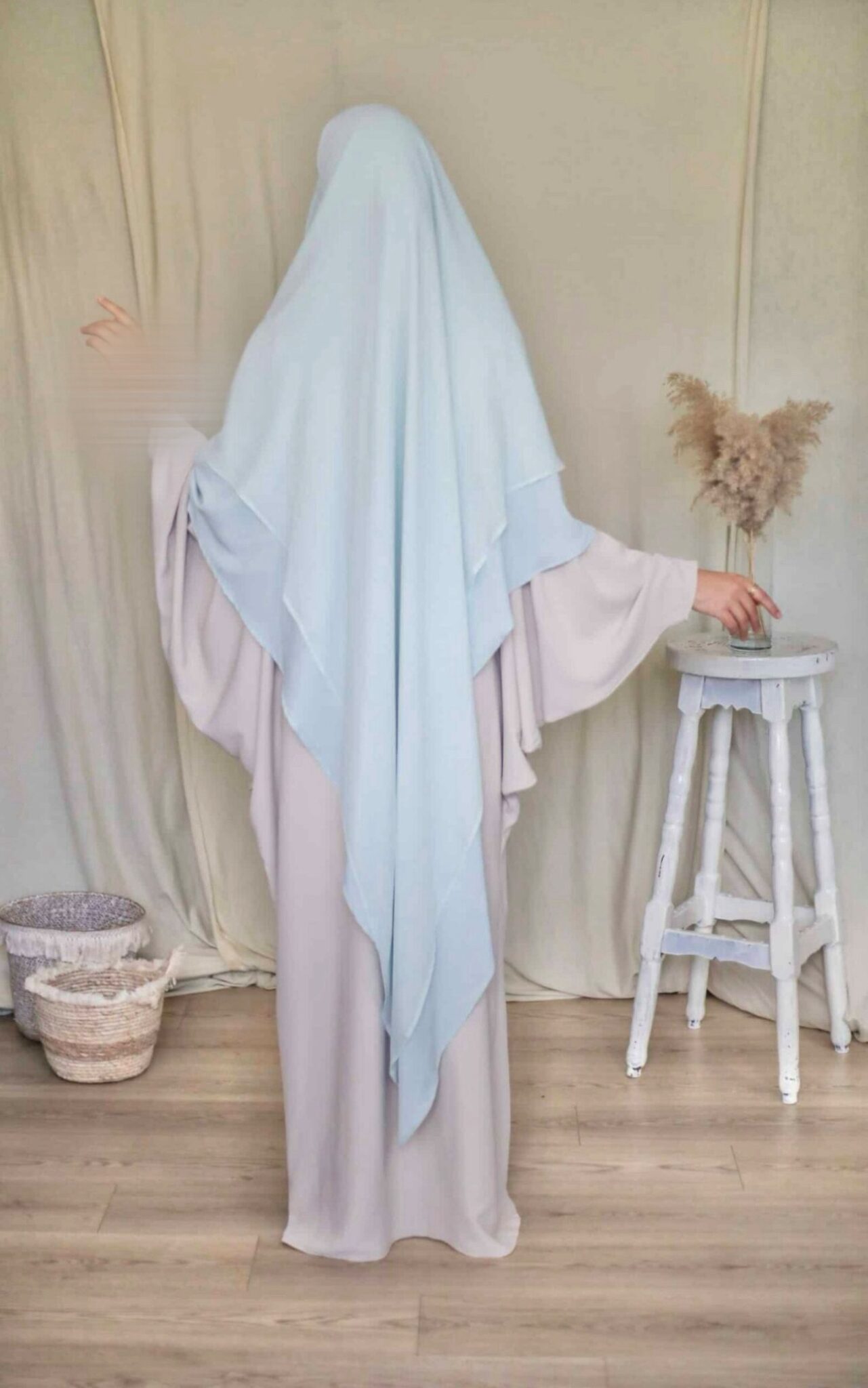 Khimar Sitar Long 2 voiles Duo Vert d'eau