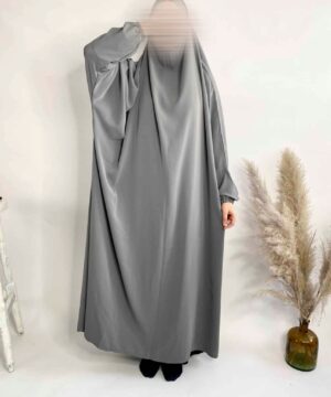 Jilbab 1 pièce Soie de Medine Gris