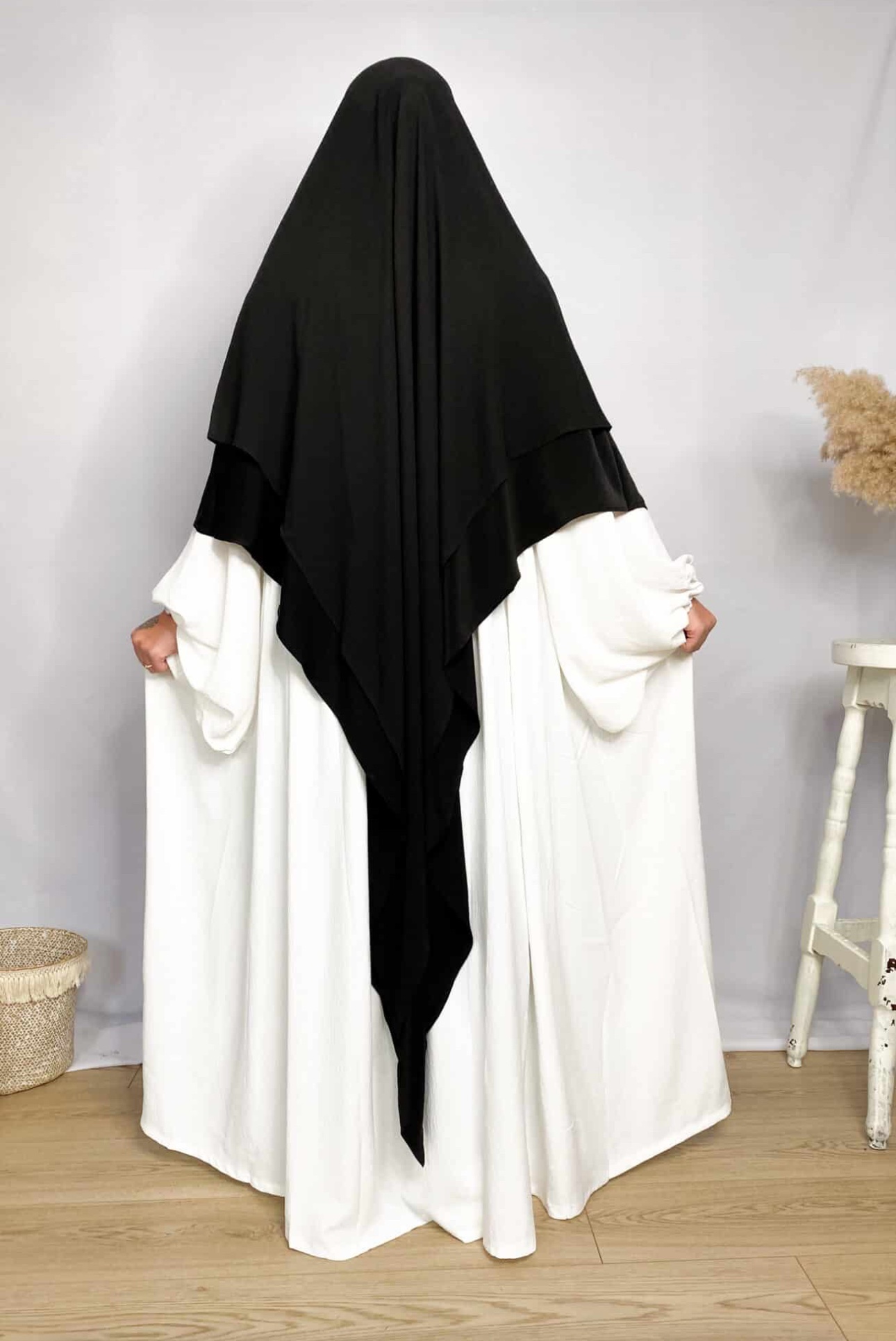 Khimar Sitar Long 2 voiles Duo Noir