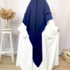 Khimar Sitar Long 2 voiles Duo Bleu Marine