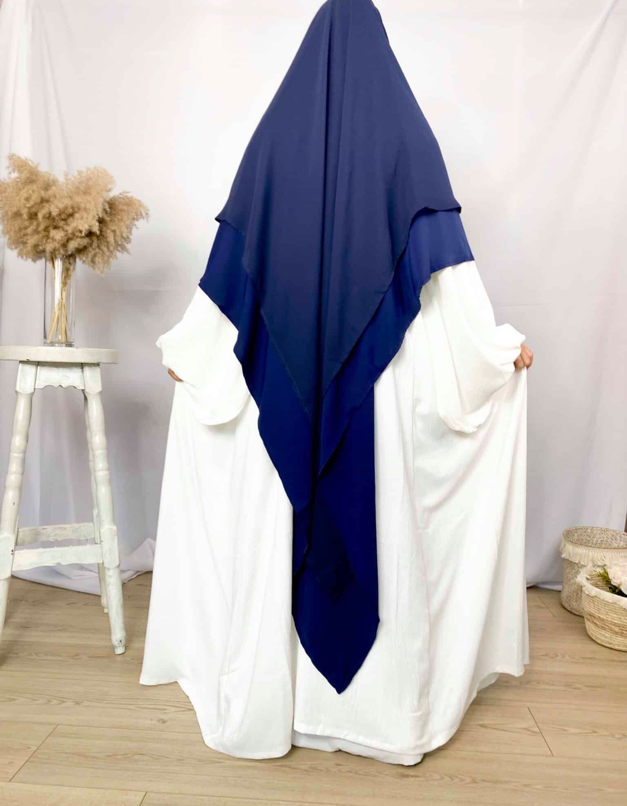Khimar Sitar Long 2 voiles Duo Bleu Marine