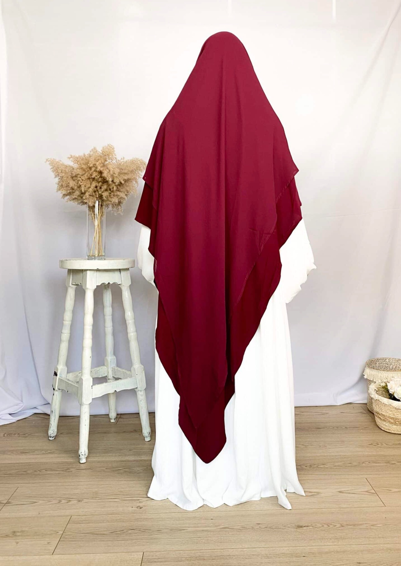 Khimar Sitar Long 2 voiles Duo Bordeau