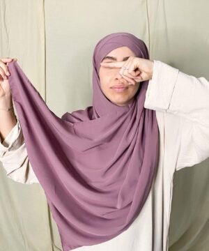 Hijab Soie de Médine Croisé à nouer violet