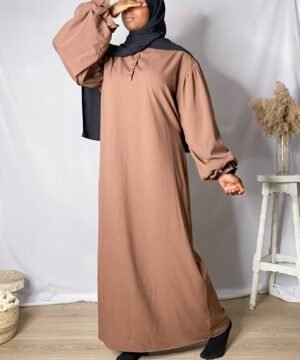 Abaya manches bouffantes effet lin Lina