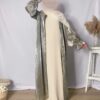 Kimono Abaya Brillant Manche tulipe Kaki