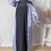Kimono Abaya Brillant Manche tulipe Bleu