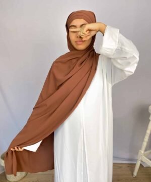 Hijab Soie de Medine 3 plis marron chocolat