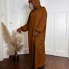 Robe de Prière hijab intégré 1 pièce Dentelle marron chocolat