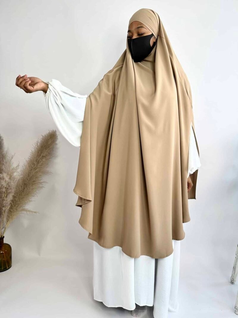 Khimar Soie de Medine Maxi à Fentes taupe