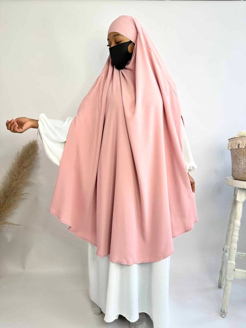 Khimar Soie de Medine Maxi à Fentes rose