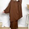 Jilbab soie de Médine 2 pièces Marron