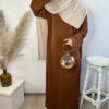 Abaya Soie de Medine simple Marron