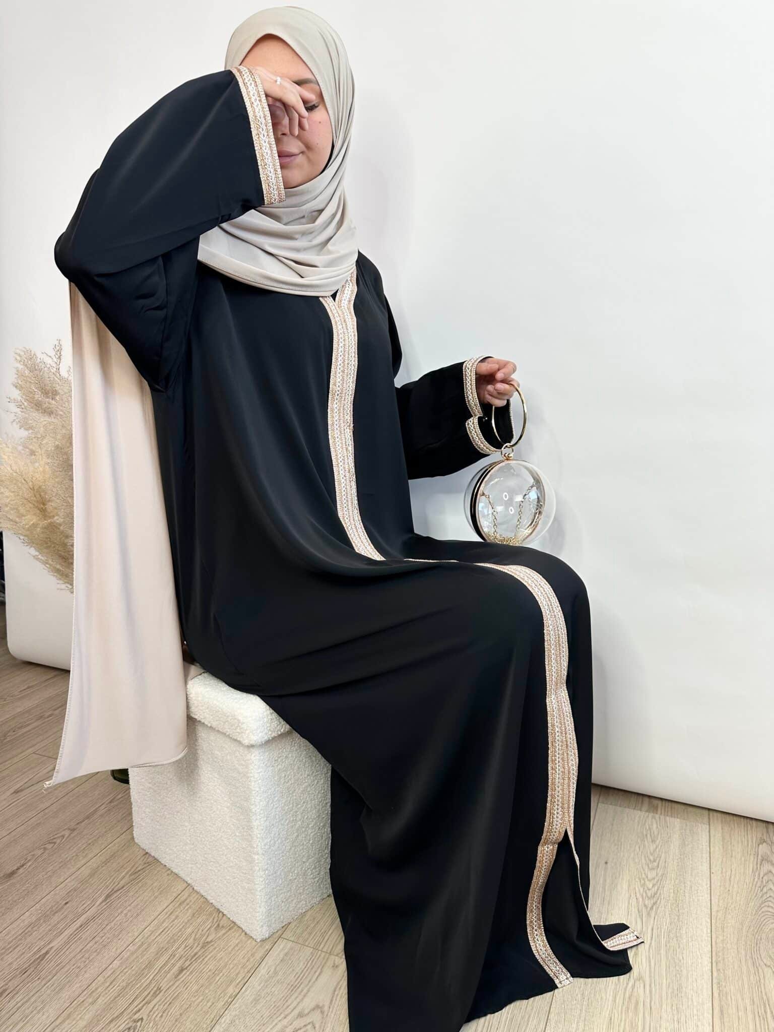 Accessoire Hijab Soirée Perles Noirs