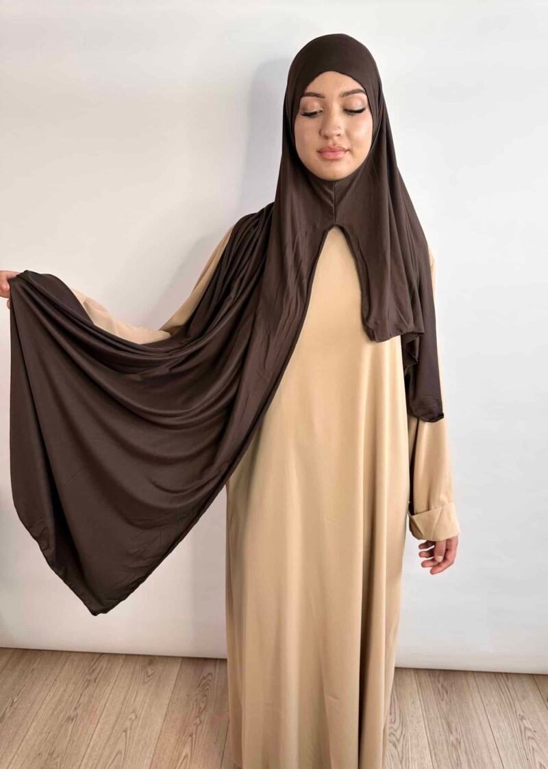 Hijab Jersey Cagoule marron