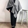 Poncho d’Hiver en Laine : Confort et Élégance pour Femme Musulmane gris