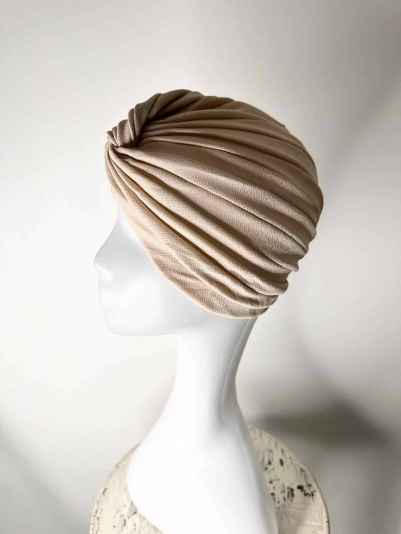 Turban Plisser à enfiler nude beige taupe profil