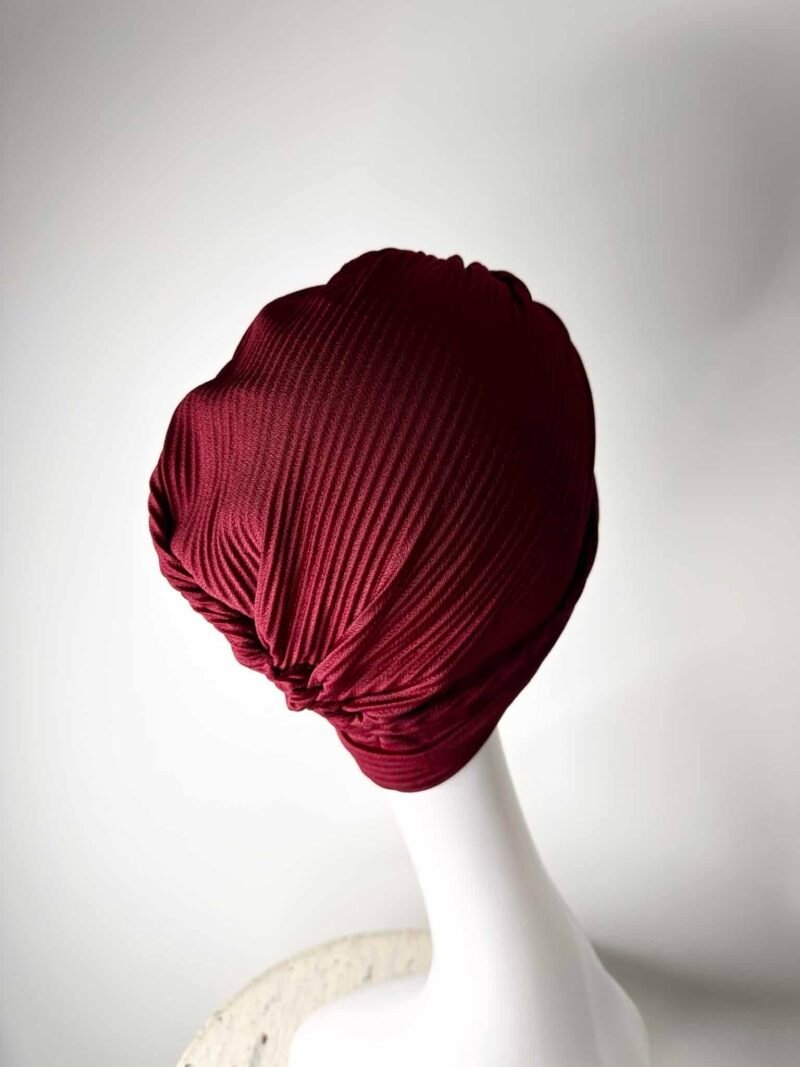 Turban Plisser à enfiler rouge bordeaux nouer