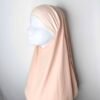 Khimar court pointu en mousseline rose poudré