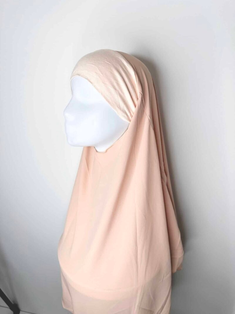 Khimar court pointu en mousseline rose poudré