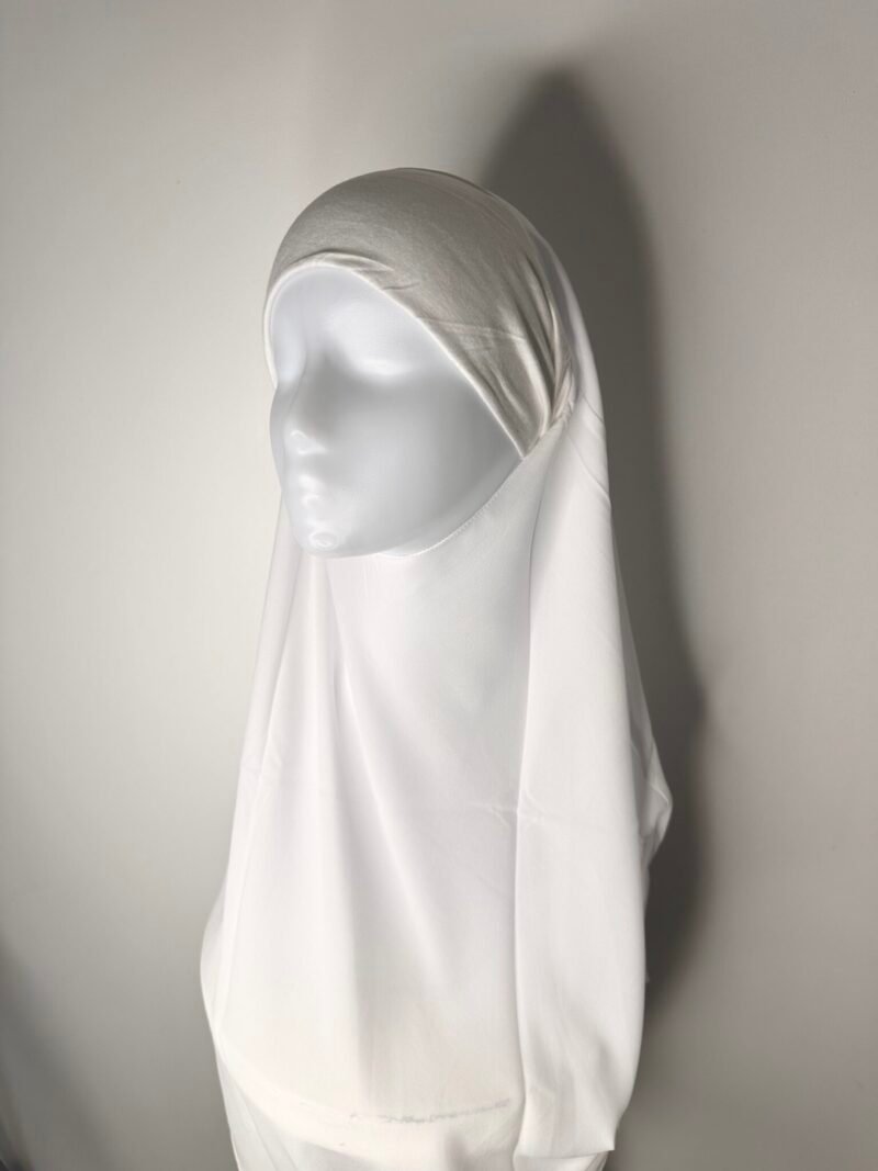 Khimar court pointu en mousseline blanc