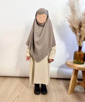 Khimar Fille en Jazz à nouer taupe marron