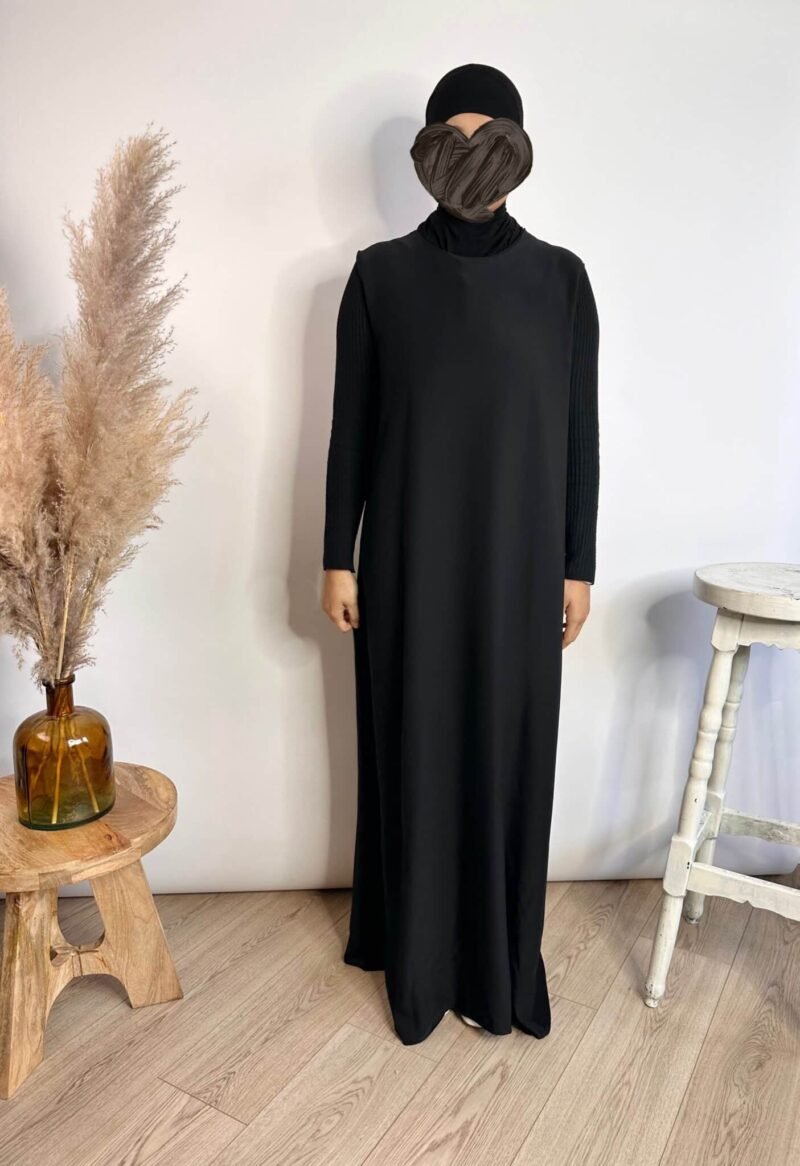 Abaya Sans Manches Plissé Satiné