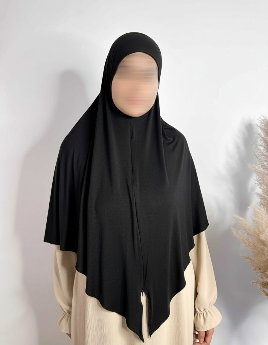 khimar court pointu jersey zip noir