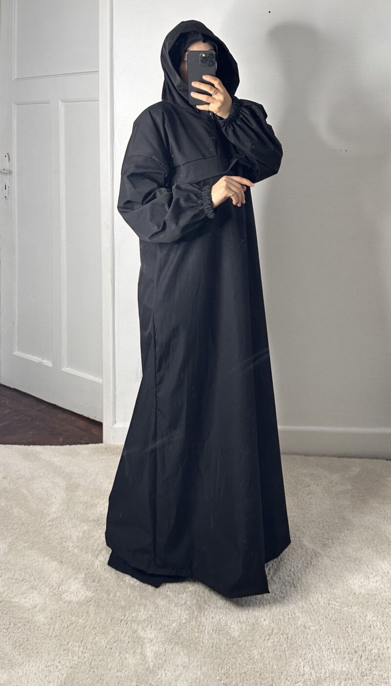 Abaya Mastour Coupe-Vent avec Capuche – Imperméable – Image 2