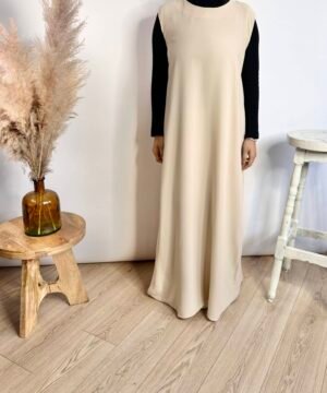 Abaya Sans Manches Plissé Satiné